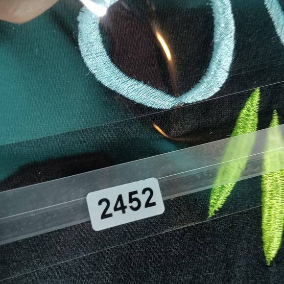 Michael Simon Lite Dress Womens Large Black Embroidered Floral Knit Maxi Boho - Picture 12 of 12